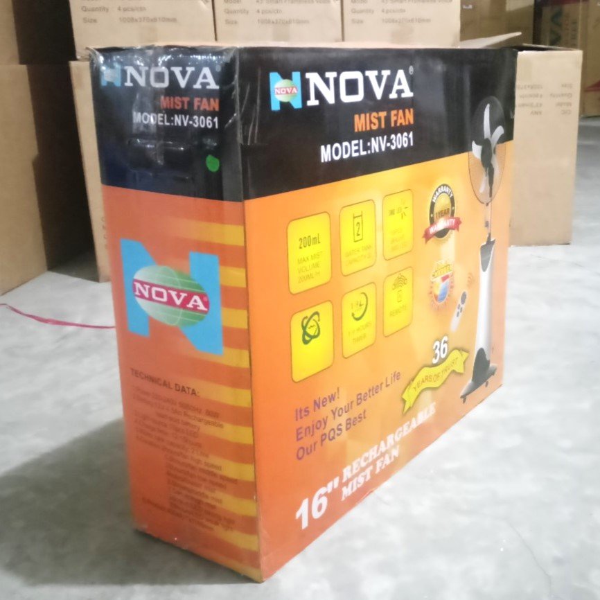 NOVA Rechargeable Mist Fan 16” | NV-3061 | AC/DC + Solar Support