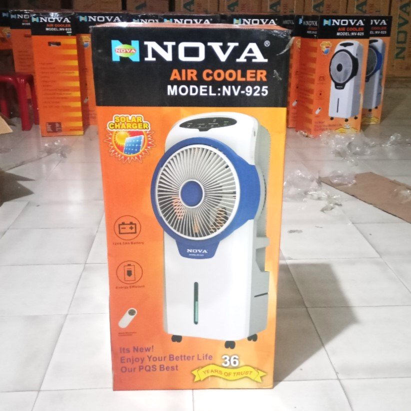 NOVA Air Cooler NV-925 | Rechargeable | AC/DC + Solar Support | 12V Battery