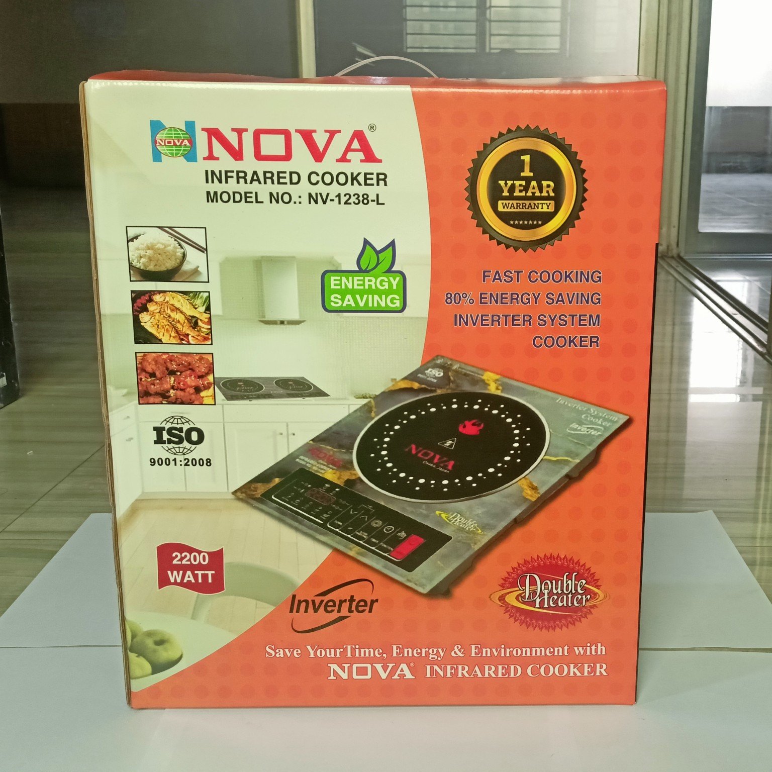 NOVA Infrared Cooker |  NV-1238-L | 2200W Double Heater |  Inverter Friendly | Touch & Knob Control