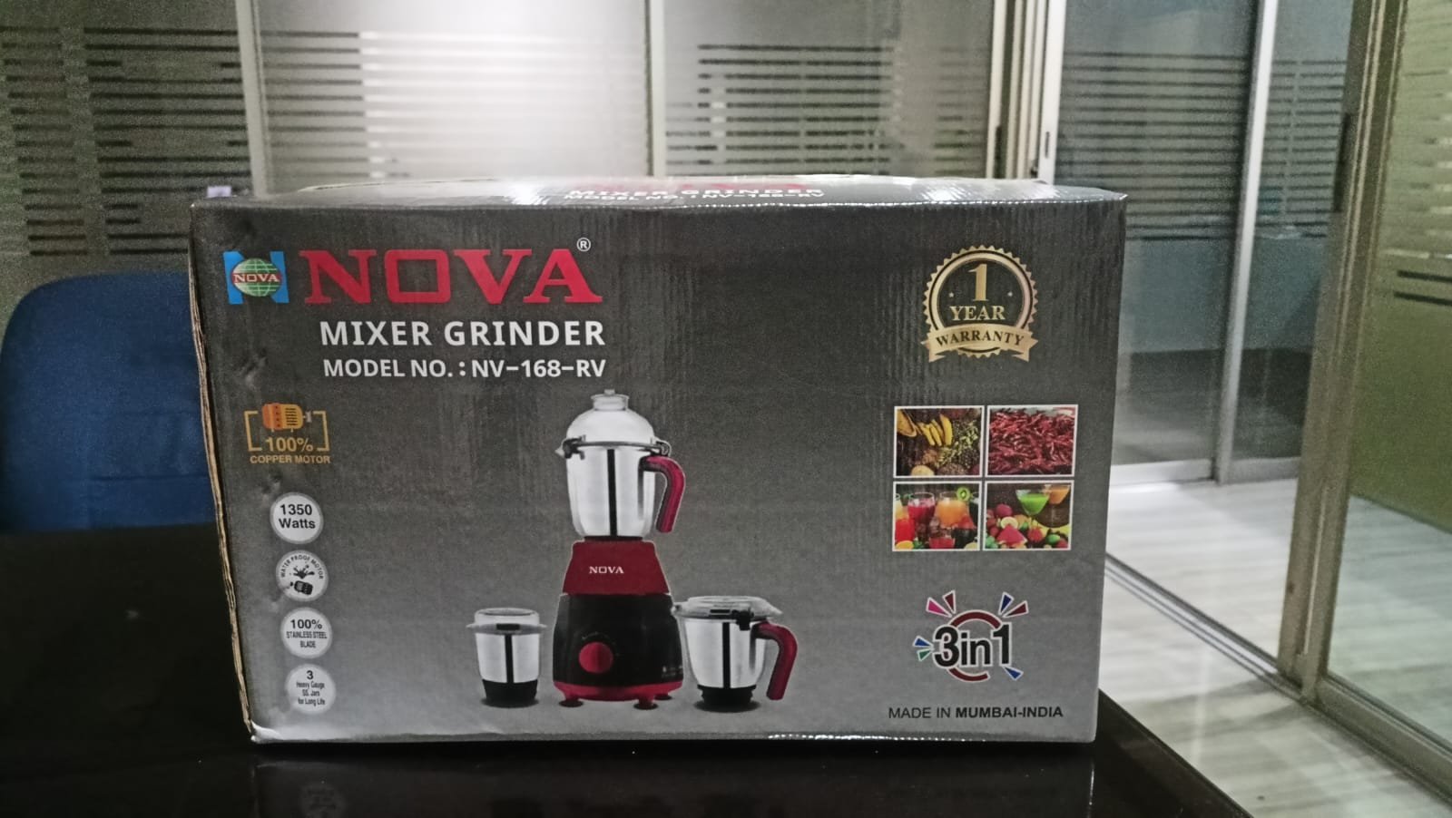NOVA Mixer Grinder NV-168-RV ।। 1350W 3-in-1 Heavy Duty Blender