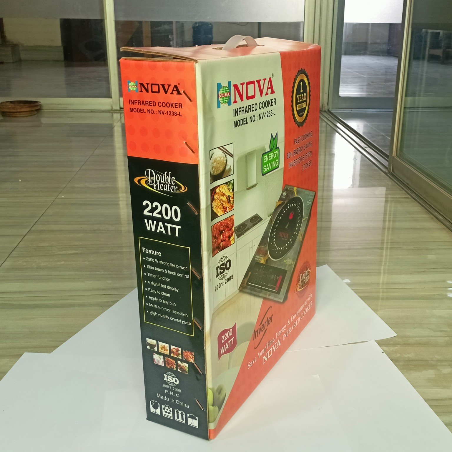 NOVA Infrared Cooker |  NV-1238-L | 2200W Double Heater |  Inverter Friendly | Touch & Knob Control