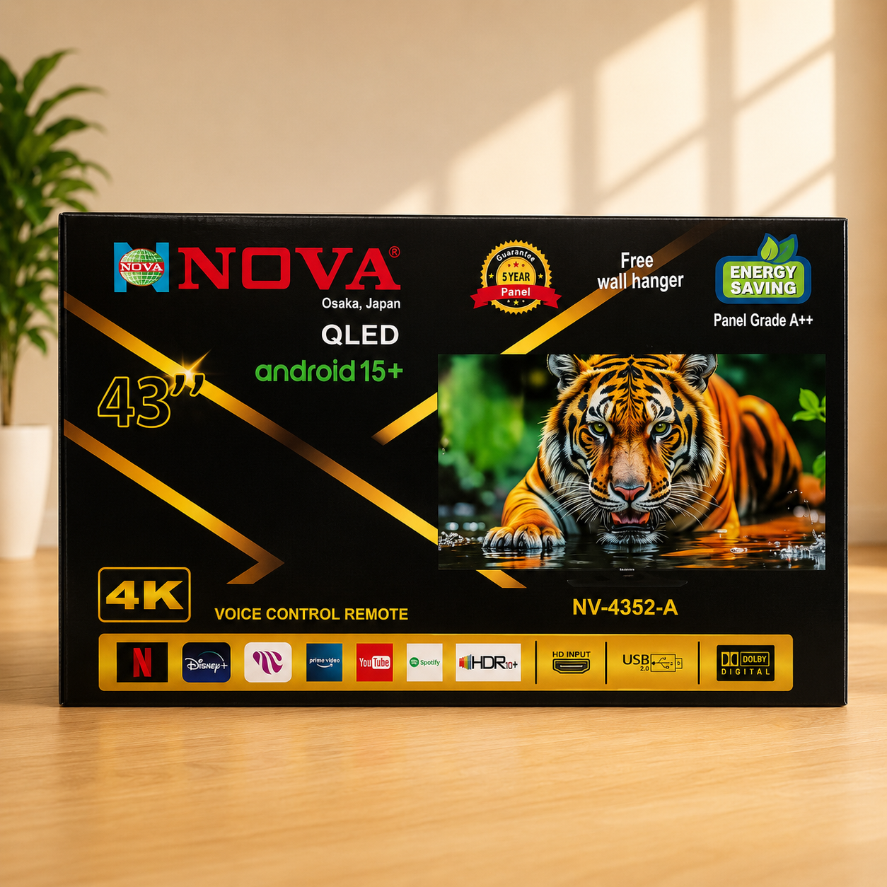 NOVA 43” AI AOS 4K QLED Smart TV NV-4352 | Android 15 | Voice Control | HDR10+ | 32GB ROM | 2GB RAM