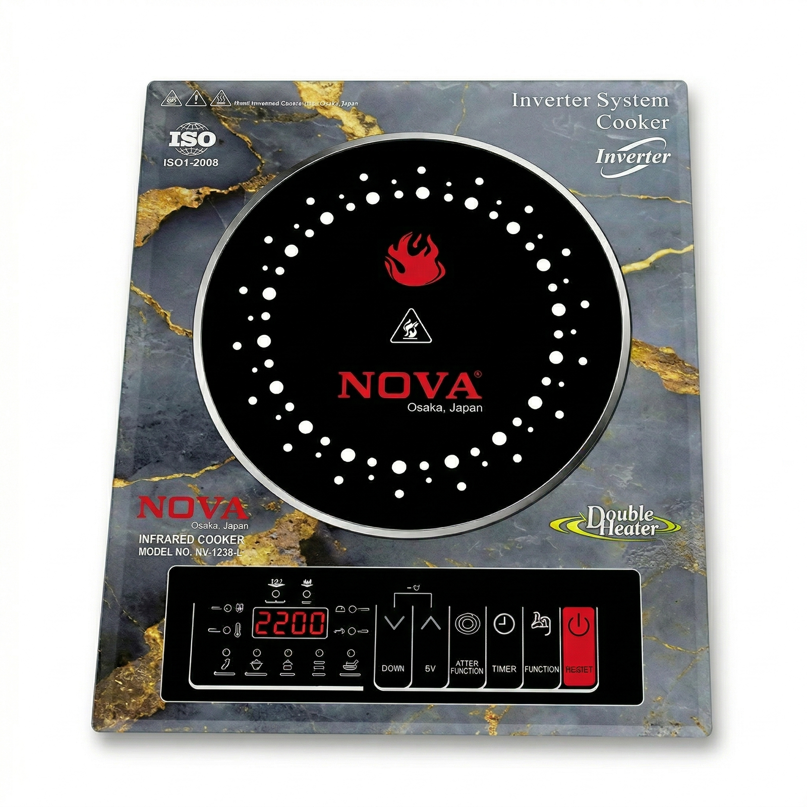 NOVA Infrared Cooker |  NV-1238-L | 2200W Double Heater |  Inverter Friendly | Touch & Knob Control